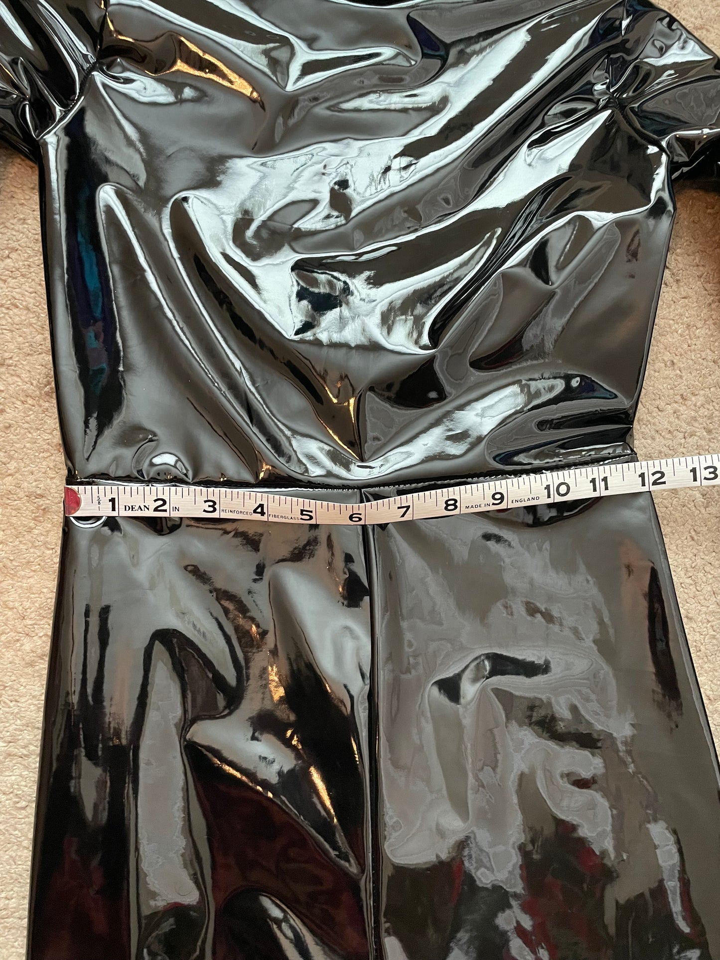 black PVC faux leather jumpsuit
