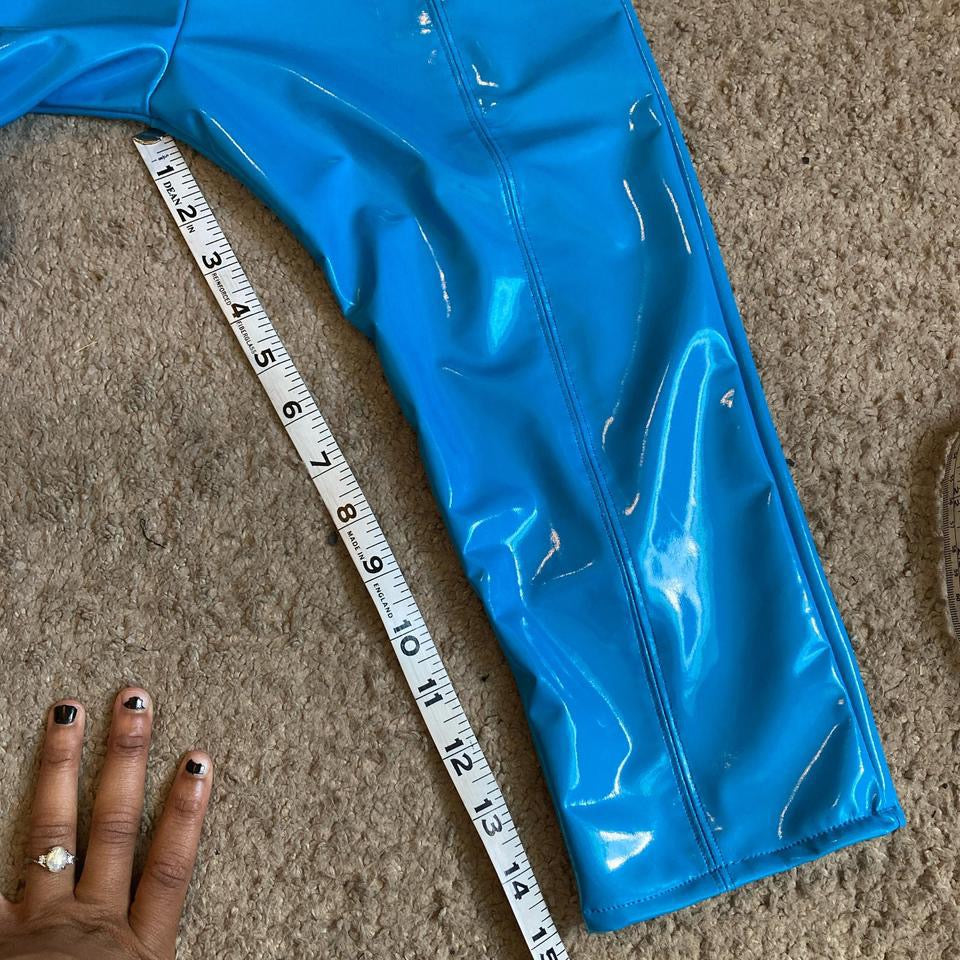 electric blue faux leather set