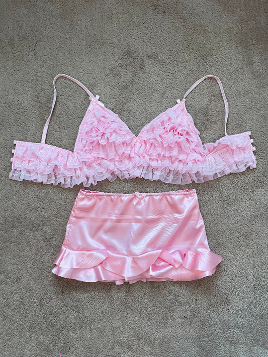 pink ruffle matching set